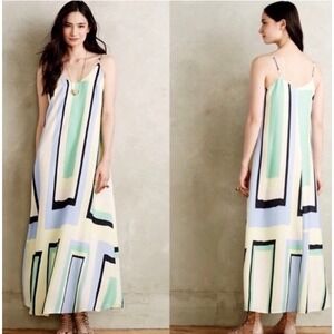 Anthropologie Maeve Women's Merona Geometric Print Maxi Dress Size M Sleeveless